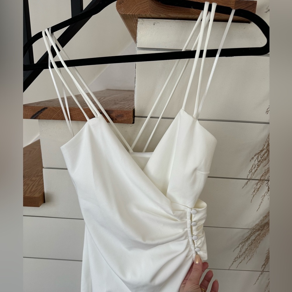 White Zara Cris-cross back mid-length dress